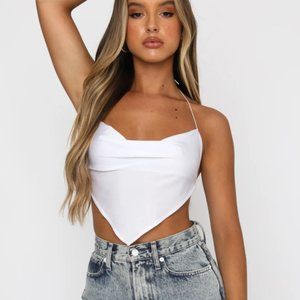 NWT white fox party all night crop